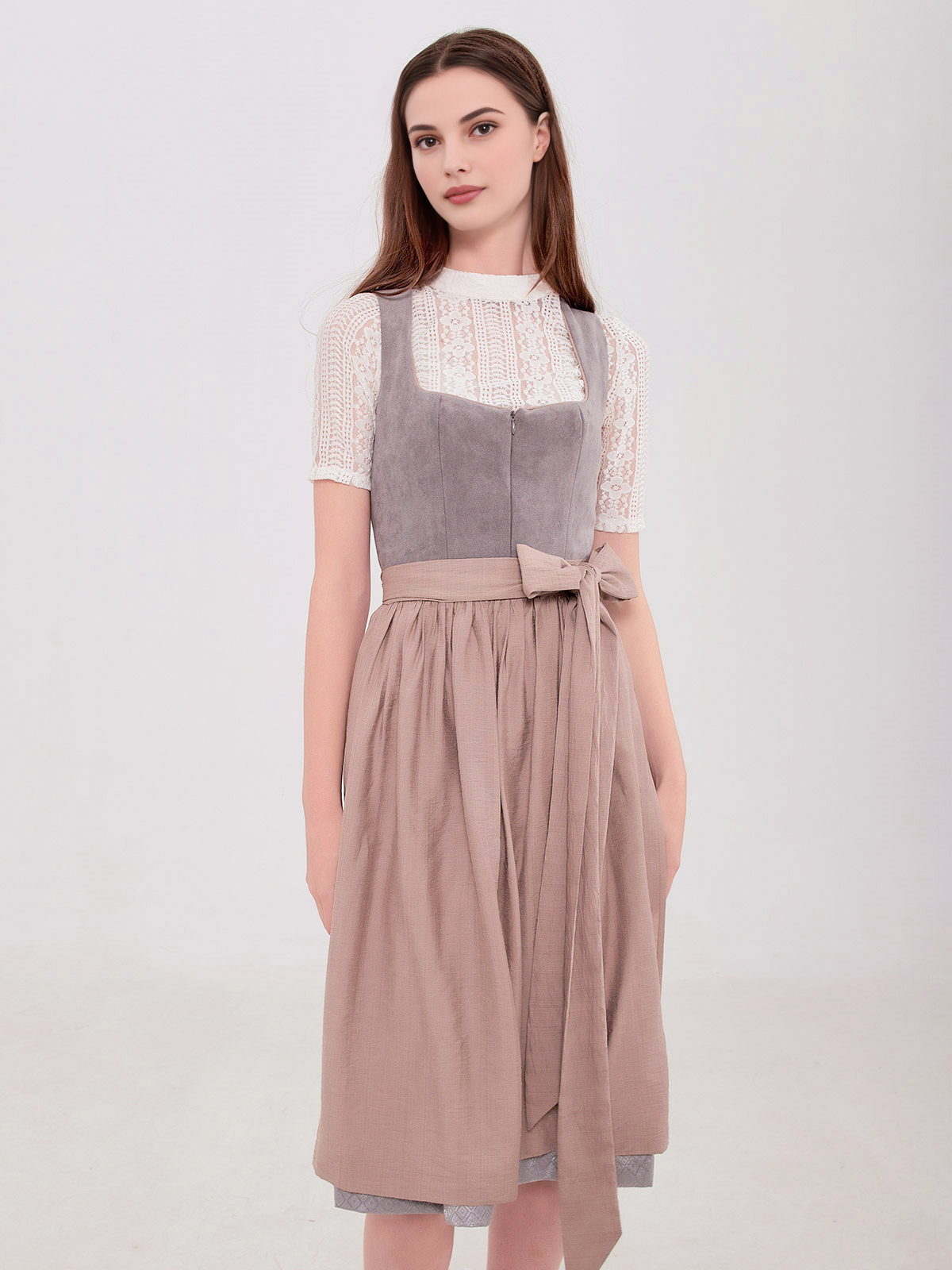 Dirndl mit Reißverschluss vorne in Grau