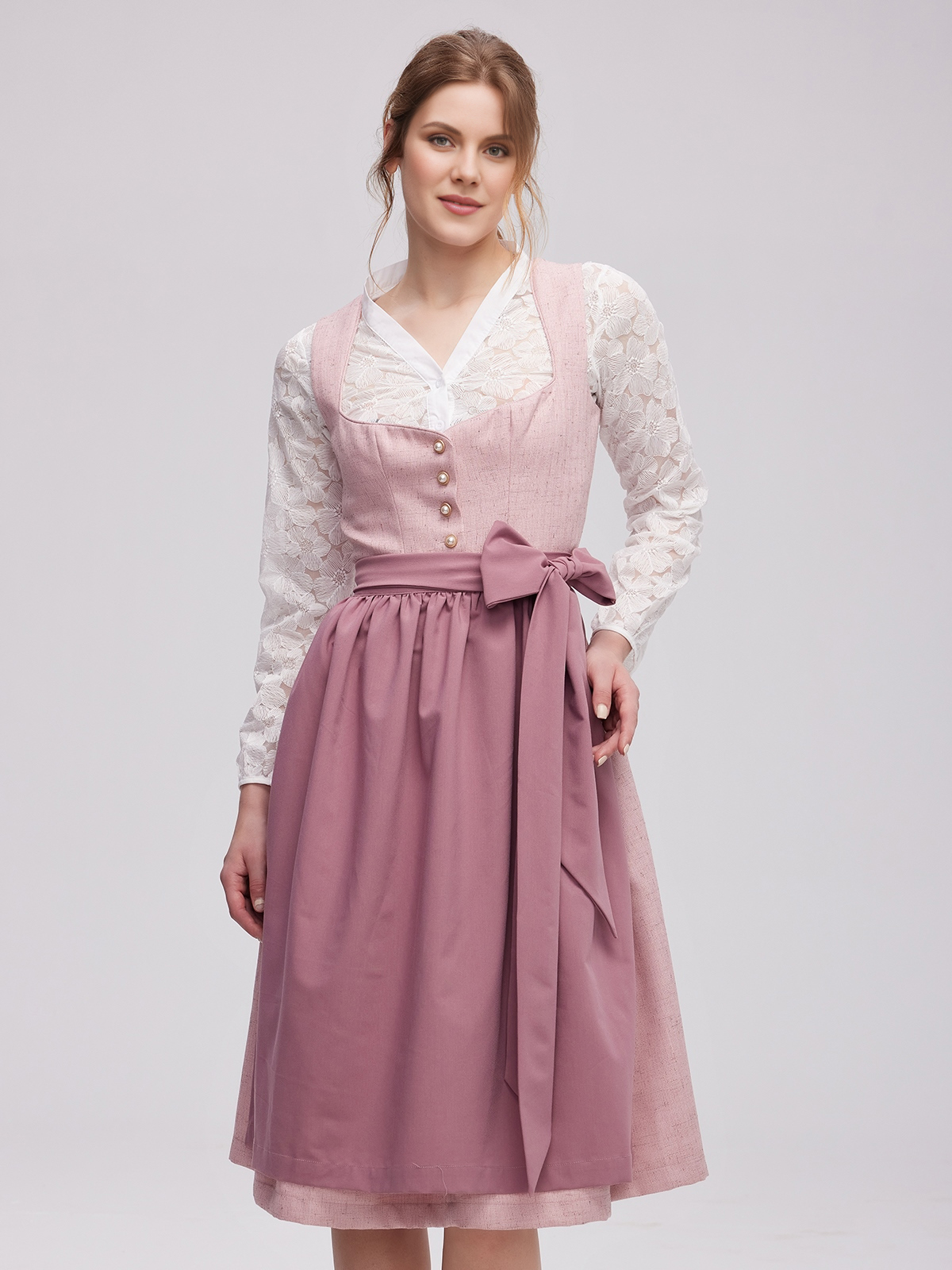 Dirndl in Rosa mit Samt-Oberteil
